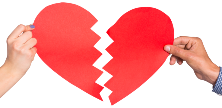 Two hands holding broken heart - Powered by Adobe