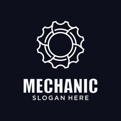 Mechanical technology logo, gear and piston combination logo symbol. engine parts