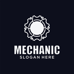 Fototapeta premium Mechanical technology logo, gear and piston combination logo symbol. engine parts