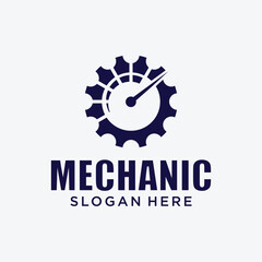 Mechanical technology logo, gear and piston combination logo symbol. engine parts