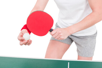 Female athlete playing ping pong