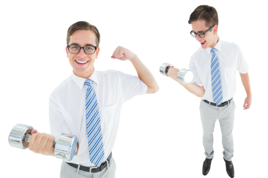 Nerd lifting dumbbell