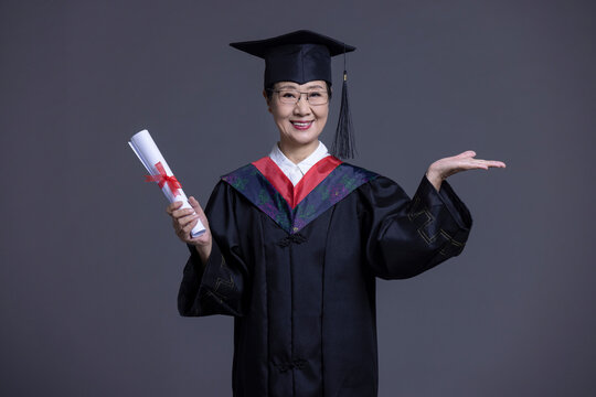 Senior Chinese student cheering for graduation