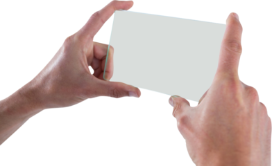 Cropped image of person with futuristic glass interface