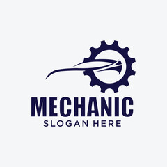 Mechanical technology logo, gear and piston combination logo symbol. engine parts