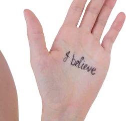 Deurstickers Hand showing words I believe © vectorfusionart