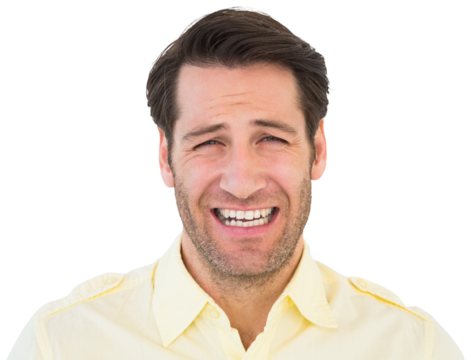 Desperate handsome man frowning at camera - Powered by Adobe