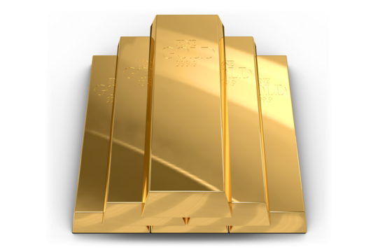 High angle view of gold stack