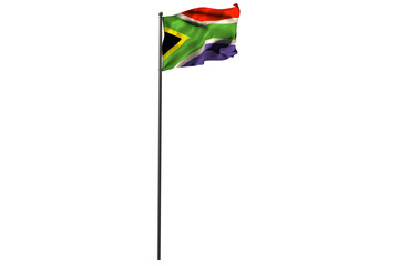 Pole with waving flag of South Africa