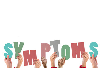 Hands holding up symptoms 