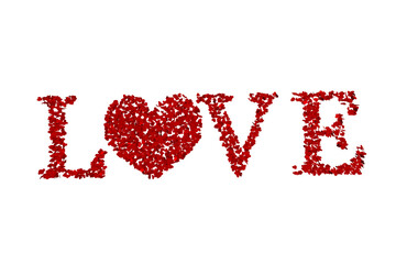 Love spelled out in petals