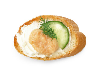 Delicious canape with caviar of capelin isolated on white background