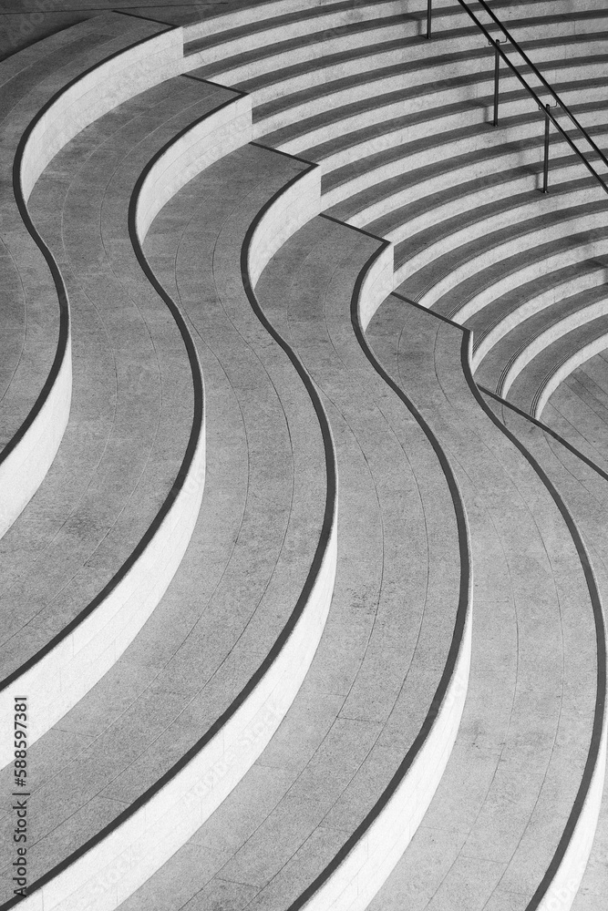 Poster Stairway of modern architecture. Building abstract background