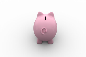 Rear view of pink piggy bank