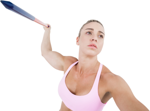 Female athlete throwing a javelin