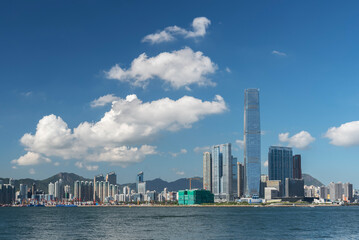 Obraz premium Skyline of Victoria harbor of Hong Kong city
