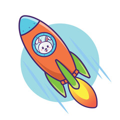 Illustration of bunny carrot rocket 
