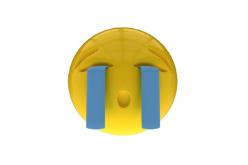 Three dimensional image of crying smiley