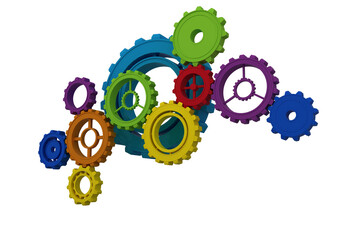 Group of gears on white background