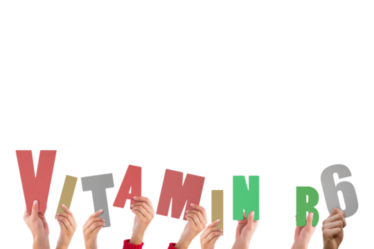 Hands holding up vitamin b6 - Powered by Adobe