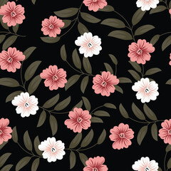 seamless vector flower design pattern on background