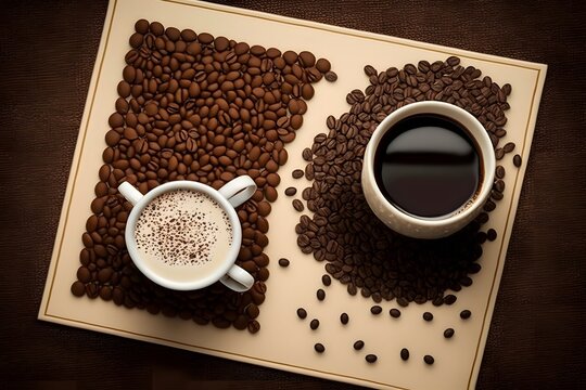 cup of coffee with beans created using AI Generative Technology