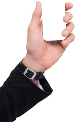Cropped hand holding mobile phone