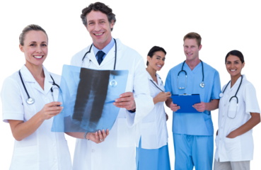 Portrait of happy doctors team