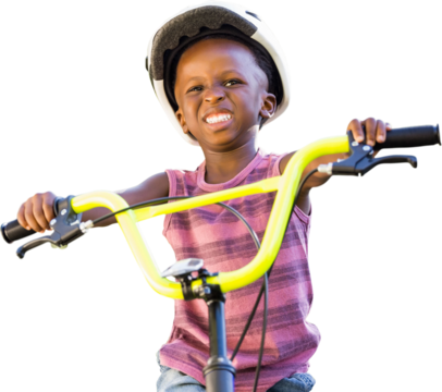 Boy riding bicycle