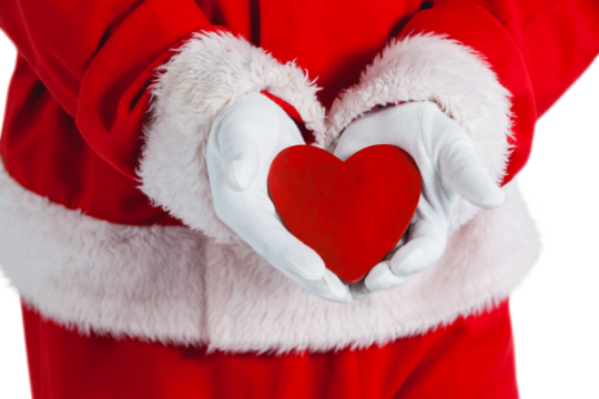 Santa Claus showing red heart shape - Powered by Adobe