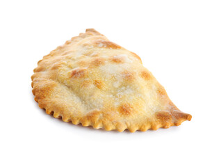 Baked meat empanada isolated on white background