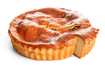 Delicious meat pie isolated on white background