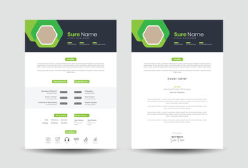 Resume or cv with cover letter design template