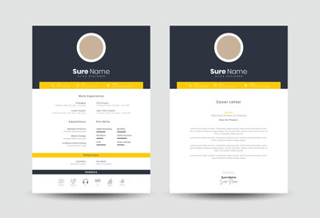 Resume or cv with cover letter design template