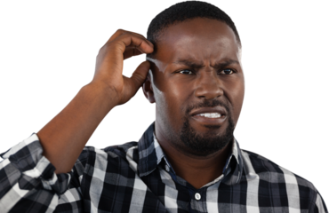 Man standing against white background