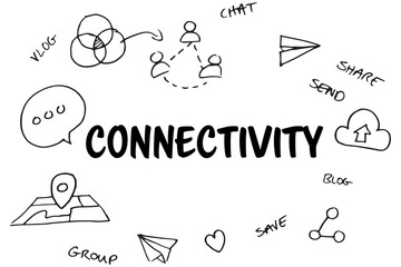 Connectivity text surrounded by several vector icons
