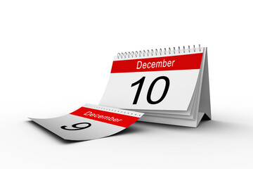 Desk calendar showing 10th date of December