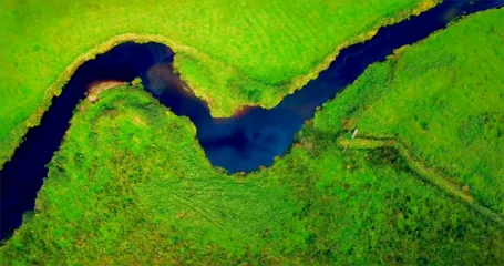 Selbstklebende Fototapete Luftbild Aerial view of river and landscape