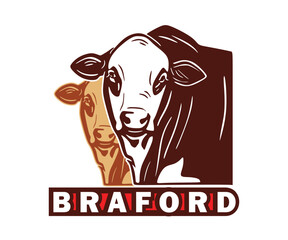 BRAFORD BIG BULL FACE LOGO, silhouette of cattle head vector illustrations