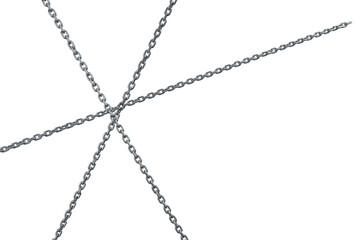 3d image of silver metal chains in cross shape 