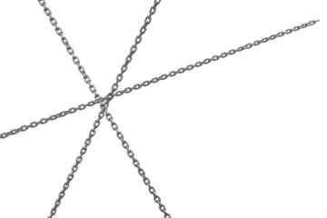 Foto op Plexiglas 3d image of silver metal chains in cross shape  © vectorfusionart