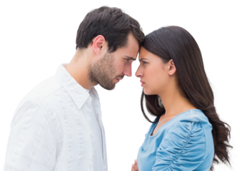 Angry couple staring at each other