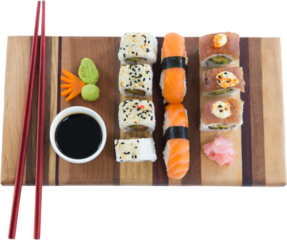 High angle view of japanese food