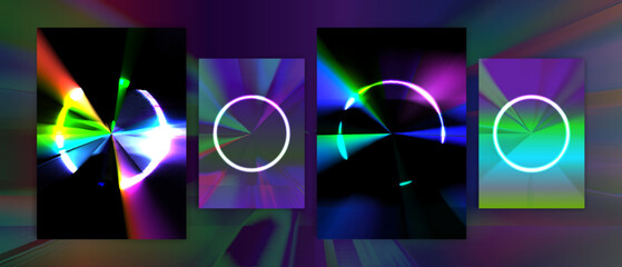 Circle futuristic 80s cover design retro supply vibrant abstract neon cyberpunk collection vector background