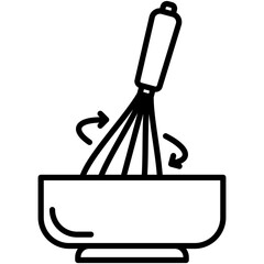 hand whisk icon, line icon style, bake mixer bowl symbol vector stock.