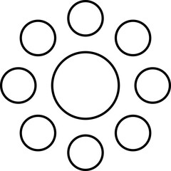 Outline of circle shapes connected against white background