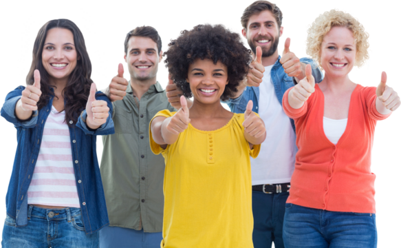 Group portrait of happy young colleagues