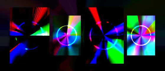 Circle futuristic 80s cover design retro trend vibrant abstract neon cyberpunk collection vector background