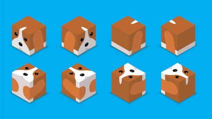 Fototapeta premium Animal Dice 3D Character Animal Dog Basset Hound Cartoon Vector