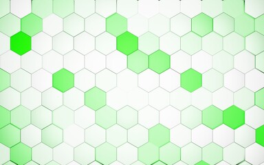 Fototapeta na wymiar Abstract technological green hexagonal background 3d render. Wall background texture. Wall with textured hexagons. Honeycombs backdrop